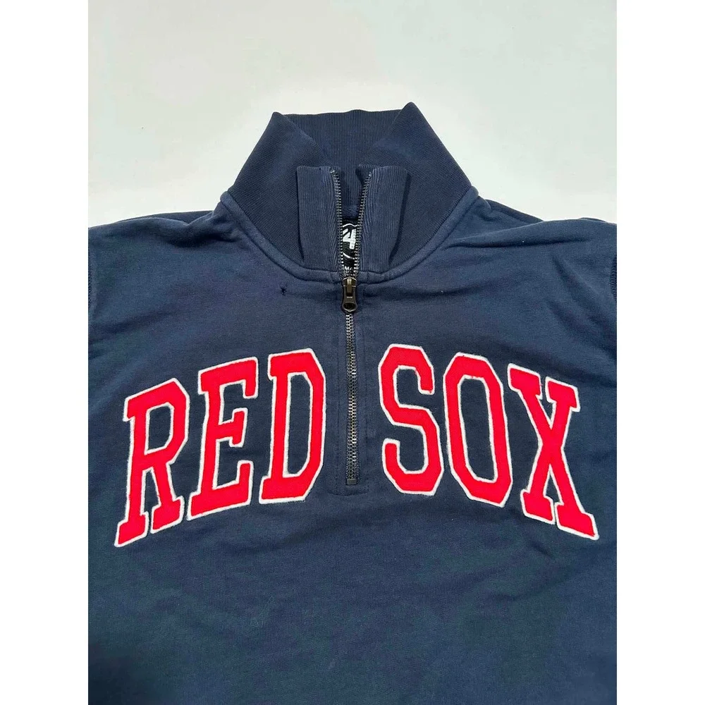 47 Brand Boston Red Sox Mens Small Navy Blue Quarter Zip Sweatshirt MLB Pullover